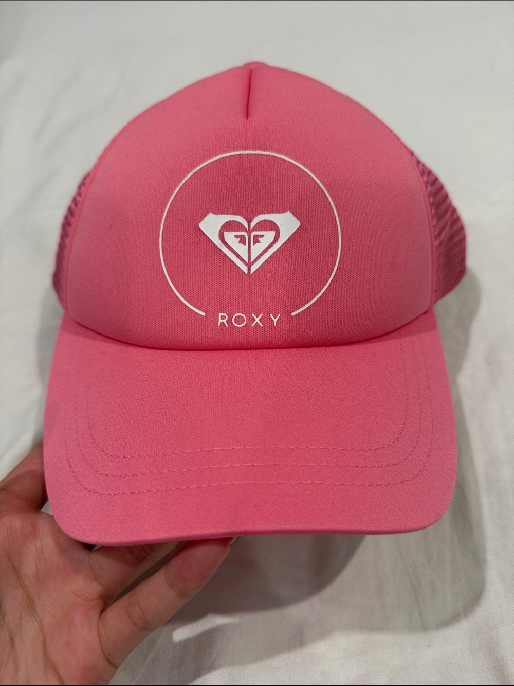 Roxy Kids Pink Logo Mesh Trucker Hat